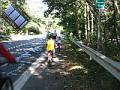 Family bicyclists turn left